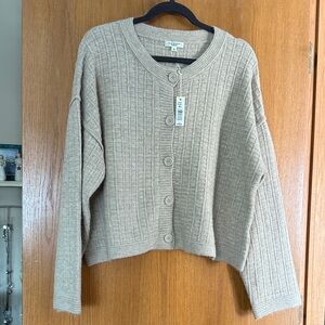 Max Studio Beige Ribbed Cardigan